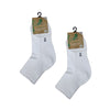 Non-fluffing Bamboo Cushion Foot 1/4 Crew Sport Socks - Seamless - White