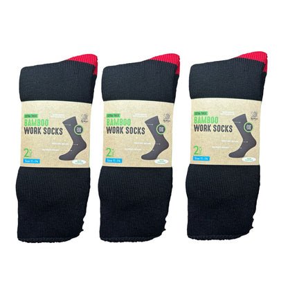 Bamboo Heavy Duty Socks - 2 pack - Black-Red