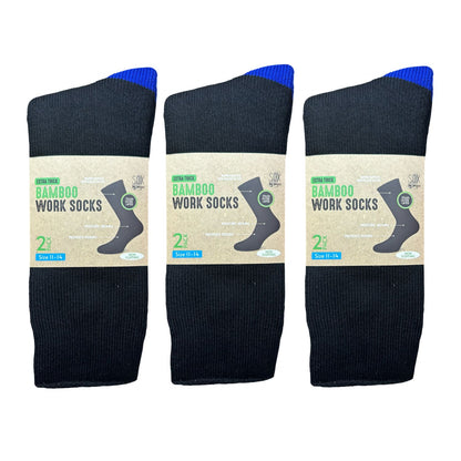 Bamboo Heavy Duty Socks - 2 pack - Black-Royal-Blue