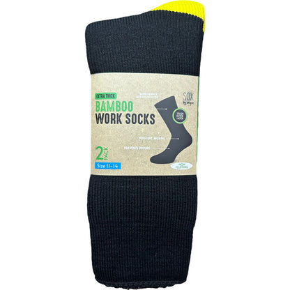 Bamboo Heavy Duty Socks - 2 pack - Black-Yellow