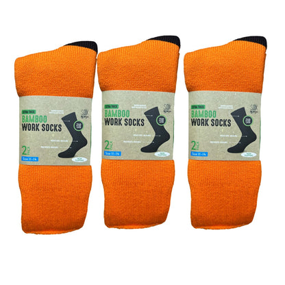 Bamboo Heavy Duty Socks - 2 pack - Fluoro-Orange-Black