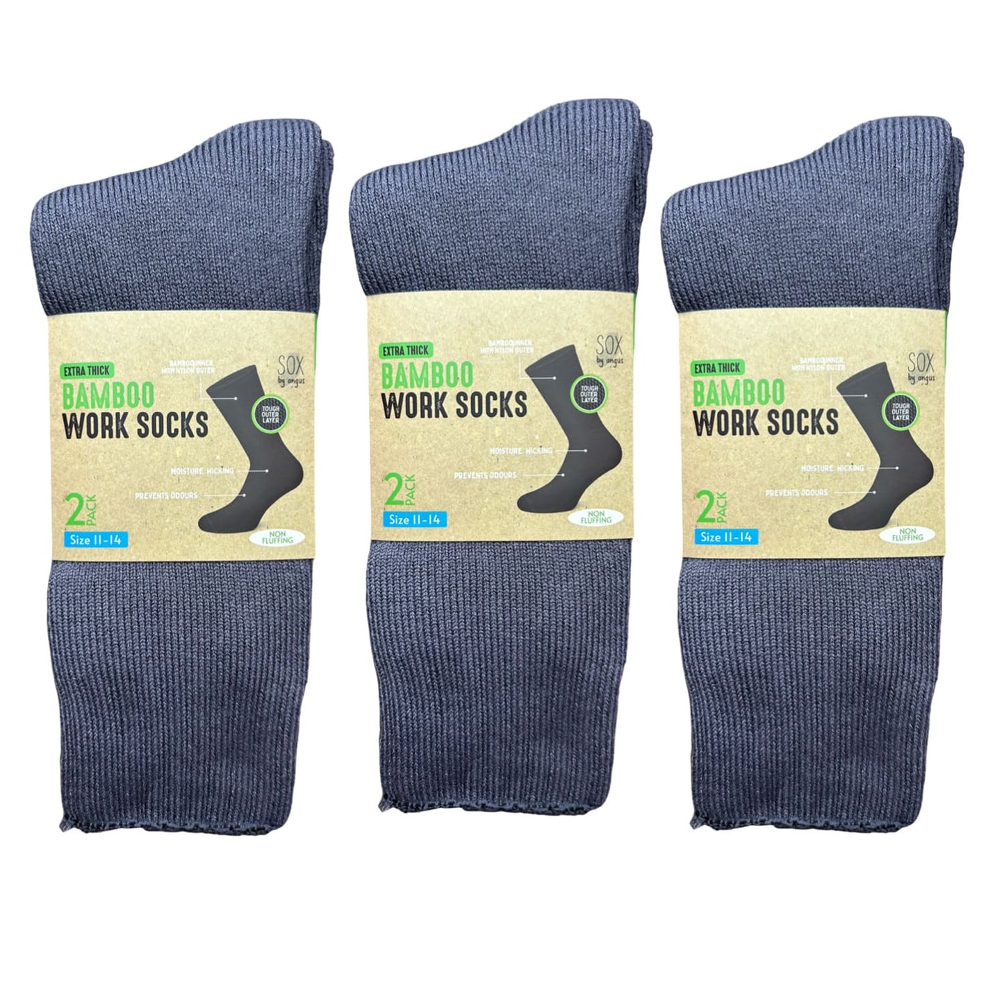 Bamboo Heavy Duty Socks - 2 pack - Grey