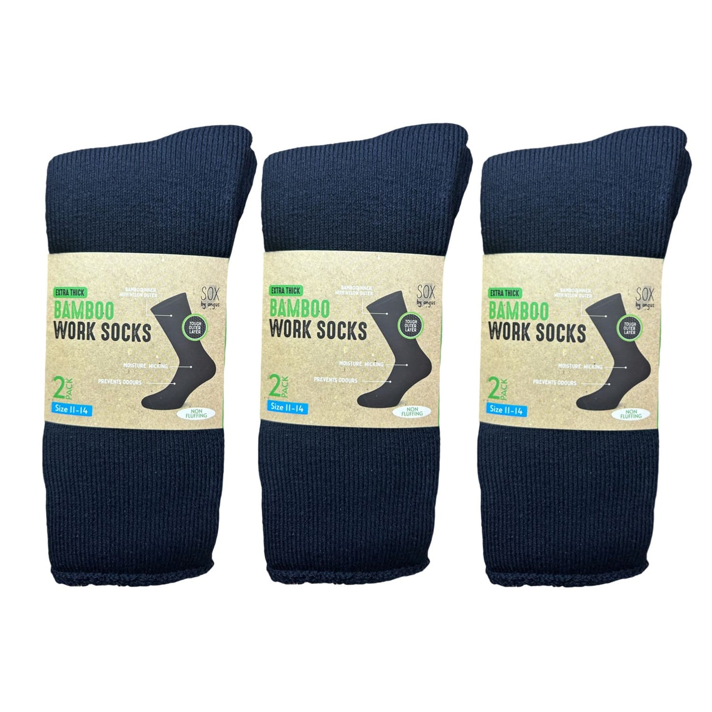 Bamboo Heavy Duty Socks - 2 pack - Navy