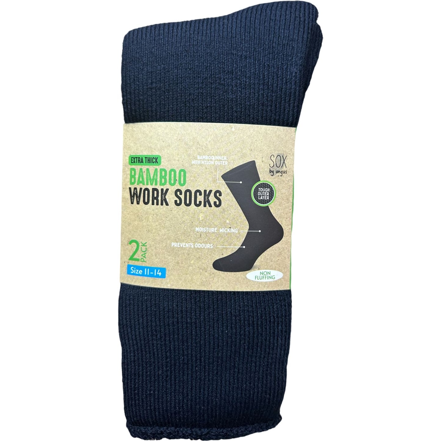 Bamboo Heavy Duty Socks - 2 pack - Navy