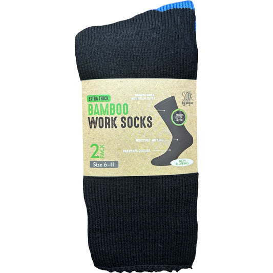Bamboo Heavy Duty Socks - 2 pack - Black-Blue