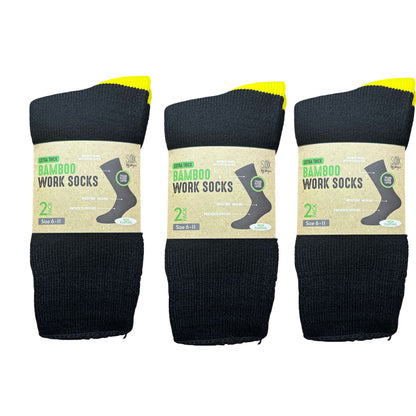 Bamboo Heavy Duty Socks - 2 pack - Black-Yellow