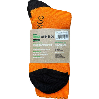 Bamboo Heavy Duty Socks - 2 pack - Fluoro-Orange-Black