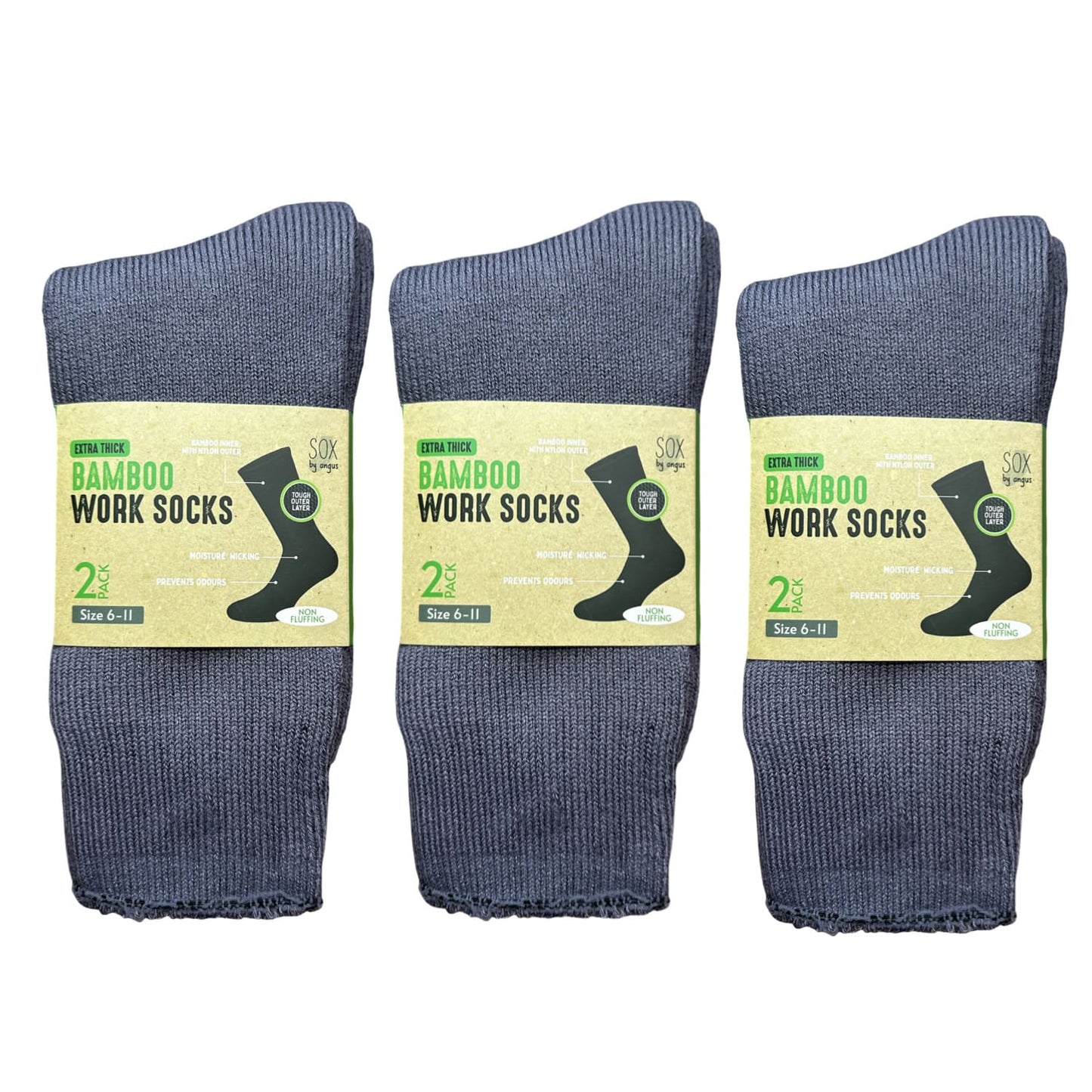 Bamboo Heavy Duty Socks - 2 pack - Grey