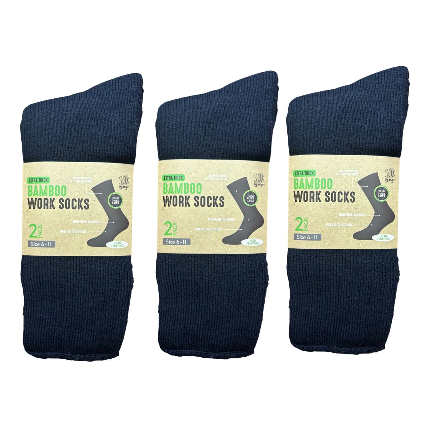 Bamboo Heavy Duty Socks - 2 pack - Navy