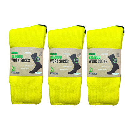 Non Fluffing Bamboo Heavy Duty Socks - 2 pack - Yellow-Black