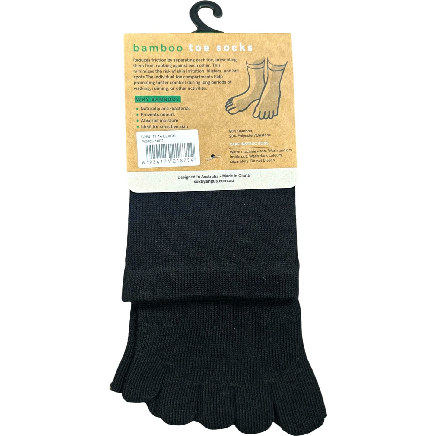 Bamboo Toe Comfort Top Socks - Black