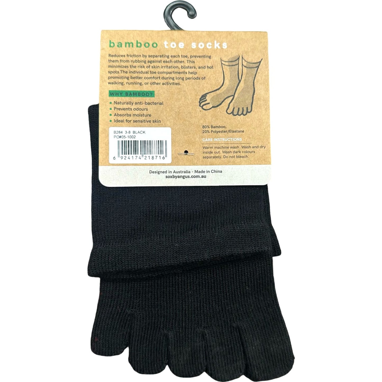 Bamboo Toe Comfort Top Socks - Black