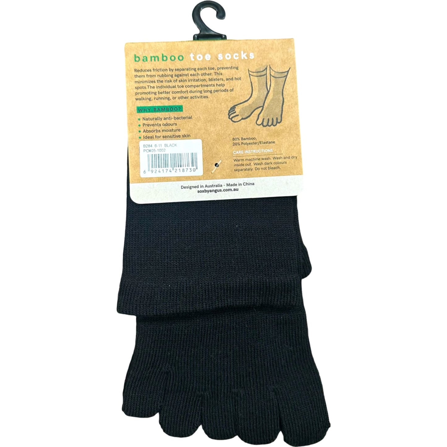 Bamboo Toe Comfort Top Socks - Black
