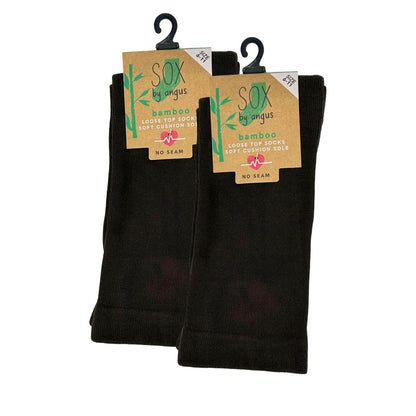 Bamboo Plain Cushion Foot Loose Top Socks - Brown