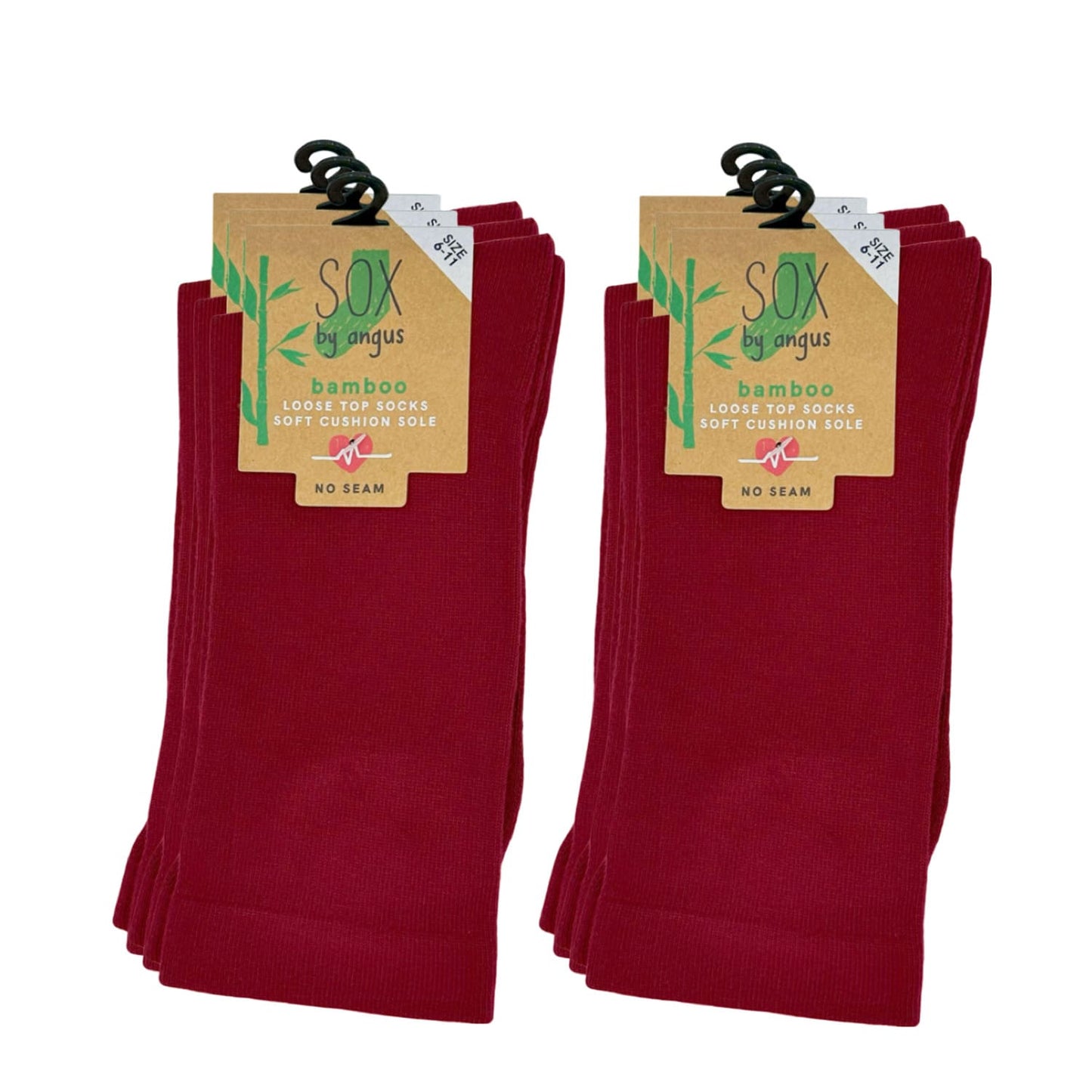 Bamboo Plain Cushion Foot Loose Top Socks - Burgundy