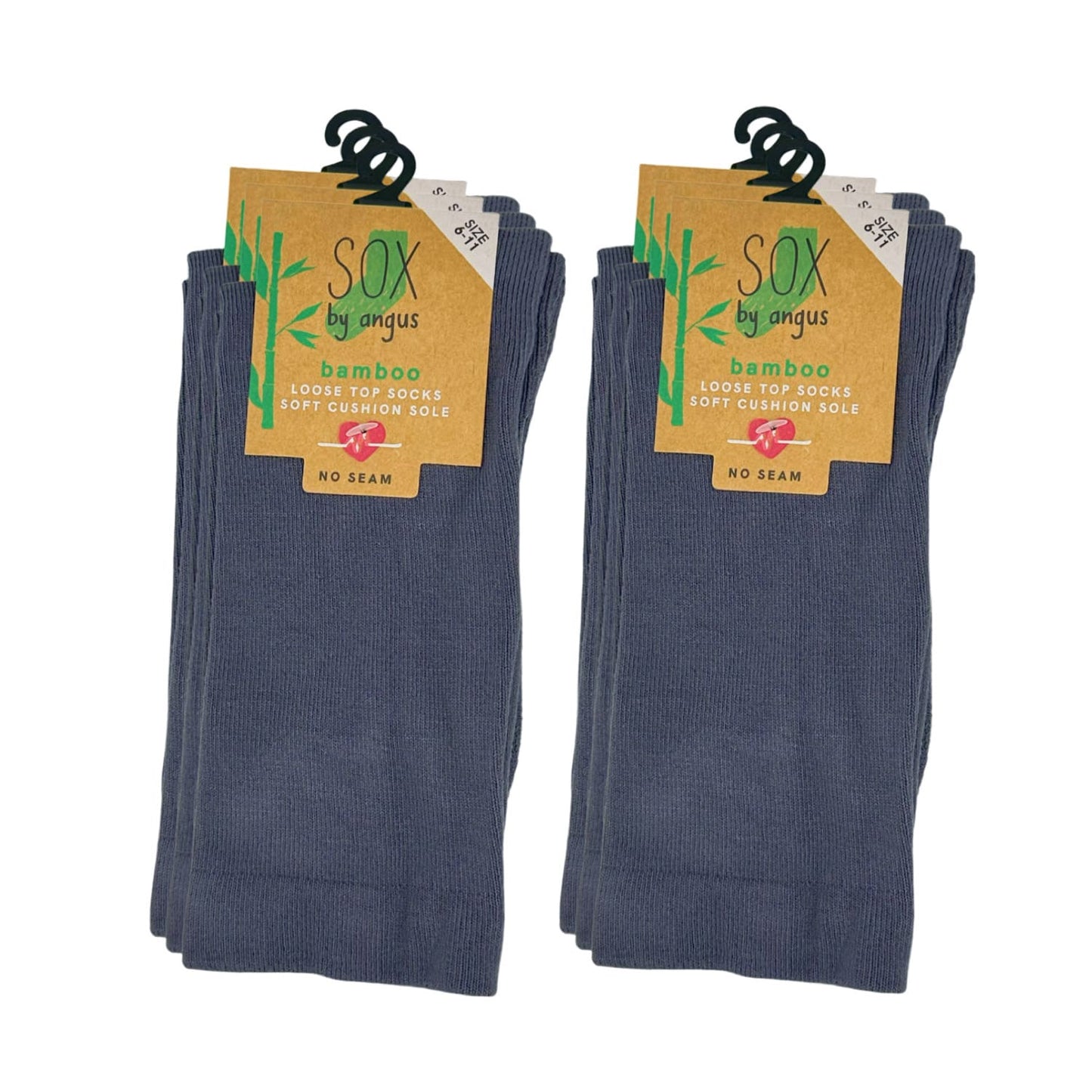 Bamboo Plain Cushion Foot Loose Top Socks - Grey