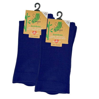 Bamboo Plain Cushion Foot Loose Top Socks - Navy Blue