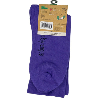 Bamboo Plain Cushion Foot Loose Top Socks - Purple