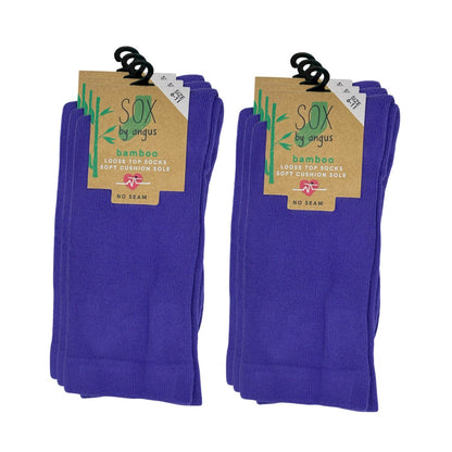 Bamboo Plain Cushion Foot Loose Top Socks - Purple