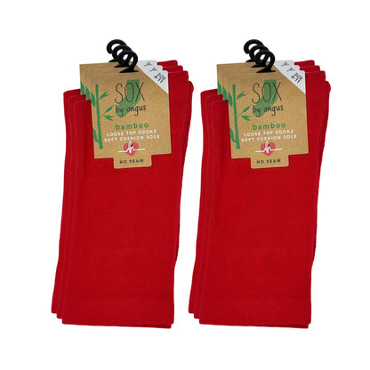 Bamboo Plain Cushion Foot Loose Top Socks - Red