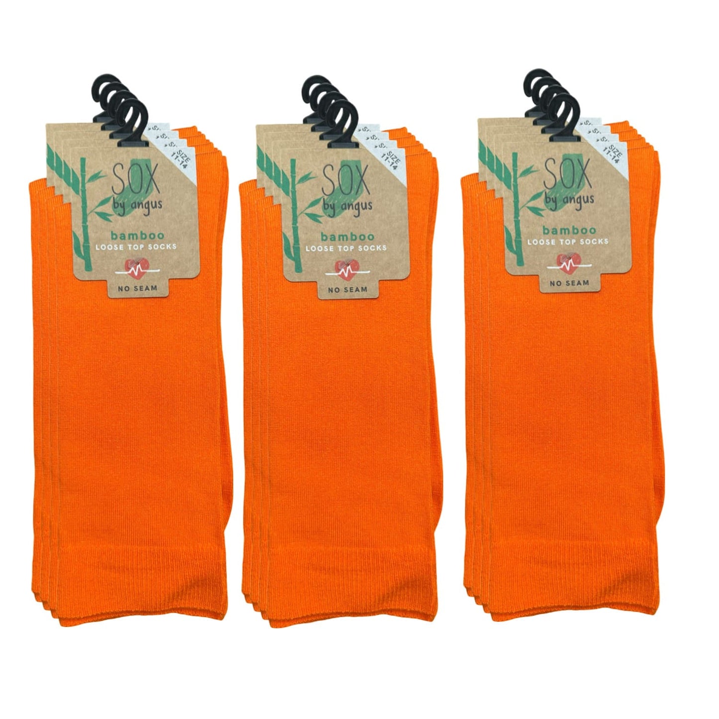 Bamboo Plain Loose Top Socks - NO SEAM - Orange
