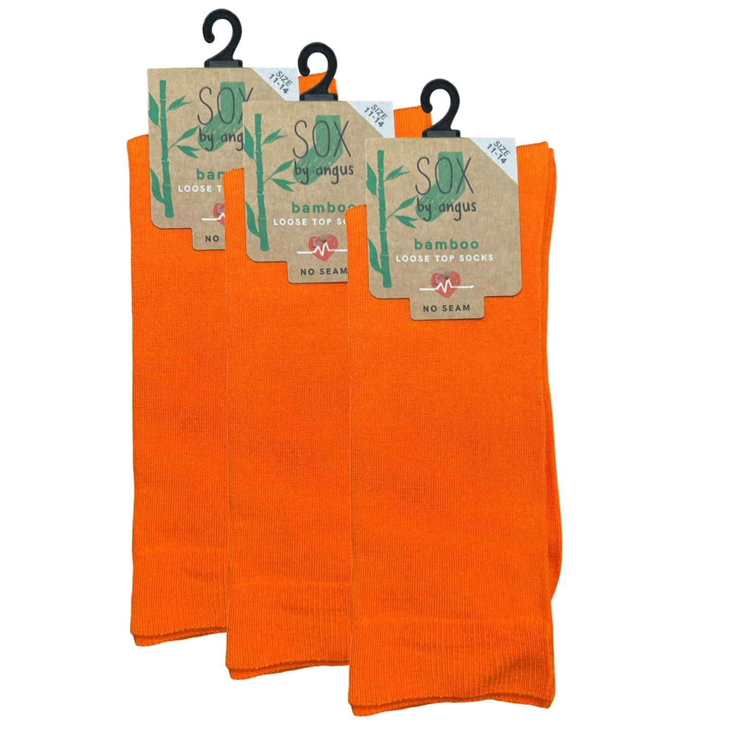 Bamboo Plain Loose Top Socks - NO SEAM - Orange