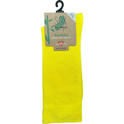 Bamboo Plain Loose Top Socks - NO SEAM - Yellow