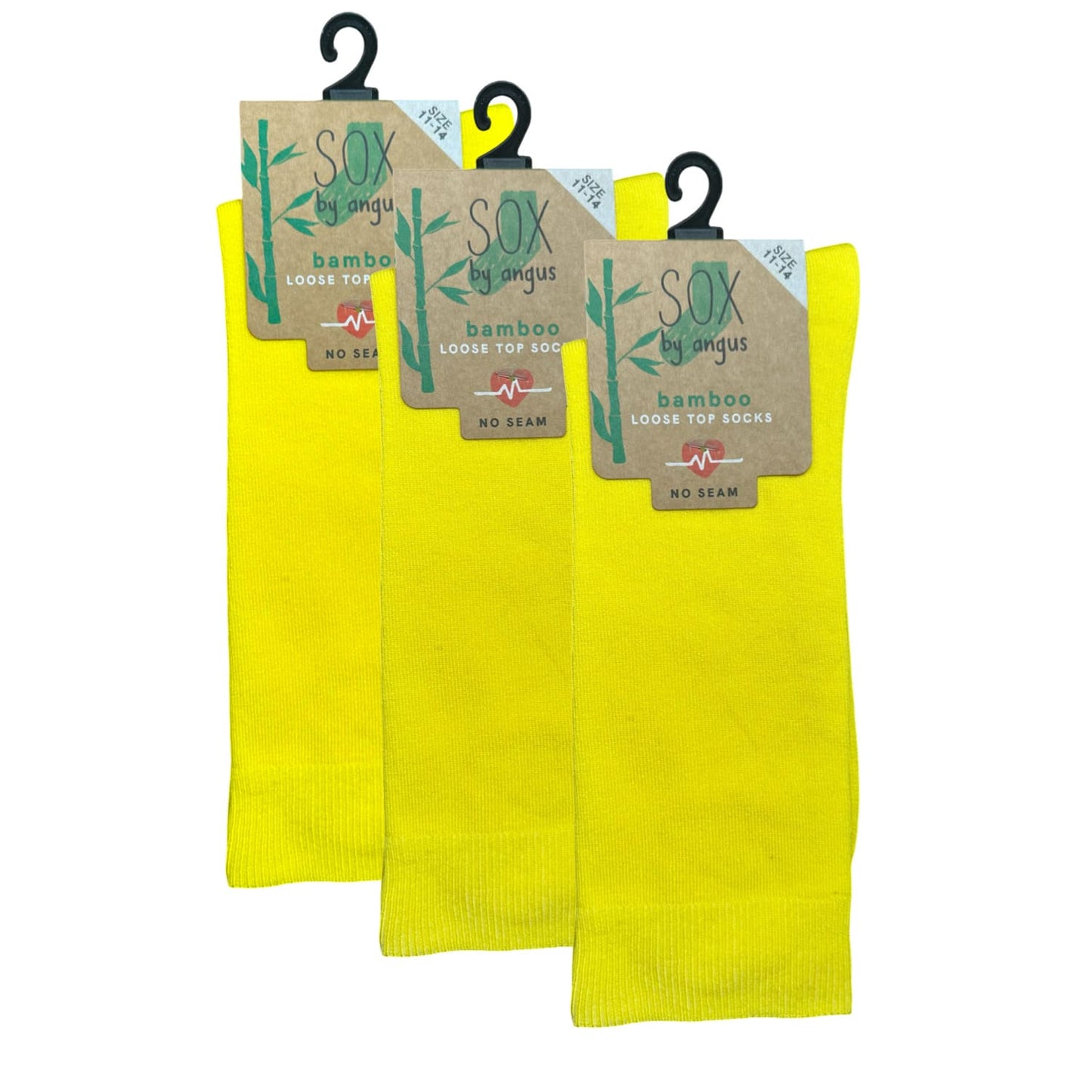 Bamboo Plain Loose Top Socks - NO SEAM - Yellow