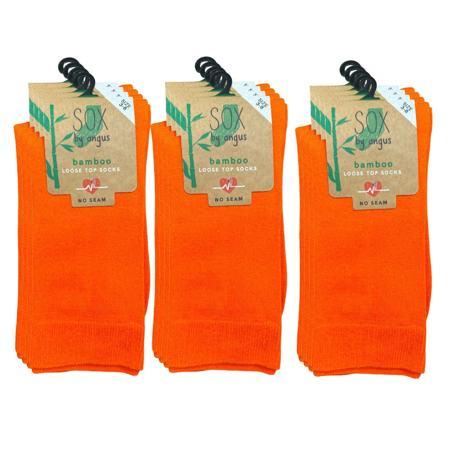 Bamboo Plain Loose Top Socks - NO SEAM - Orange