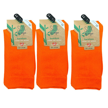 Bamboo Plain Loose Top Socks - NO SEAM - Orange