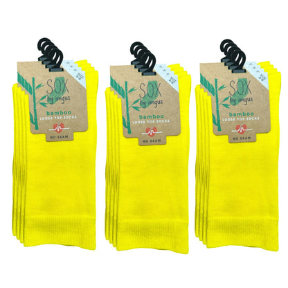 Bamboo Plain Loose Top Socks - NO SEAM - Yellow