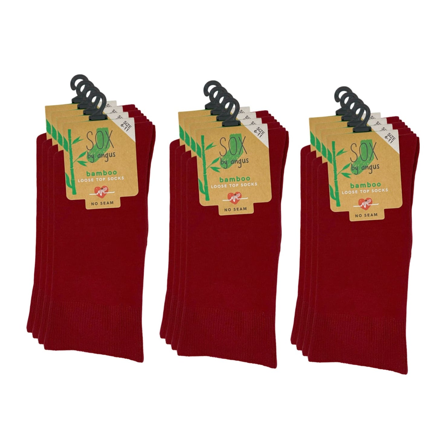 Bamboo Plain Loose Top Socks - NO SEAM – Burgundy