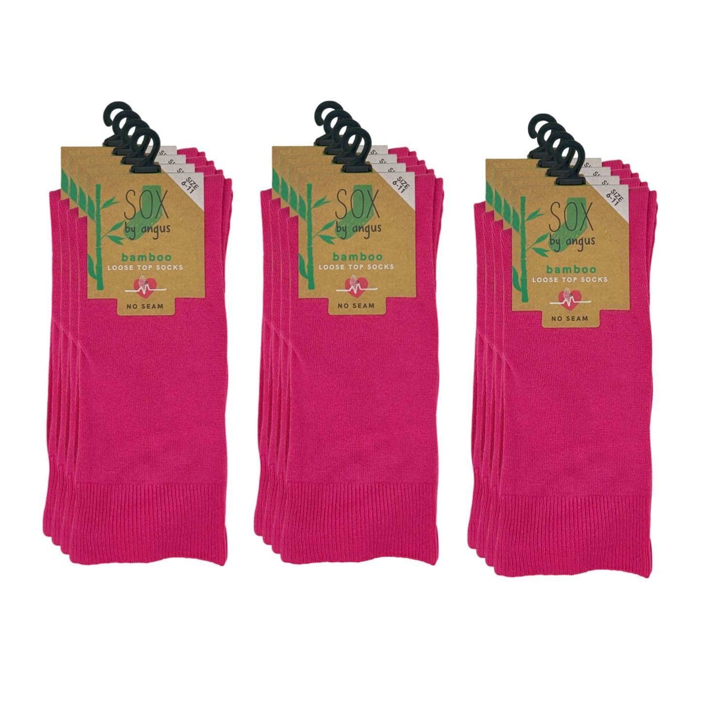 Bamboo Plain Loose Top Socks - NO SEAM – Hot Pink