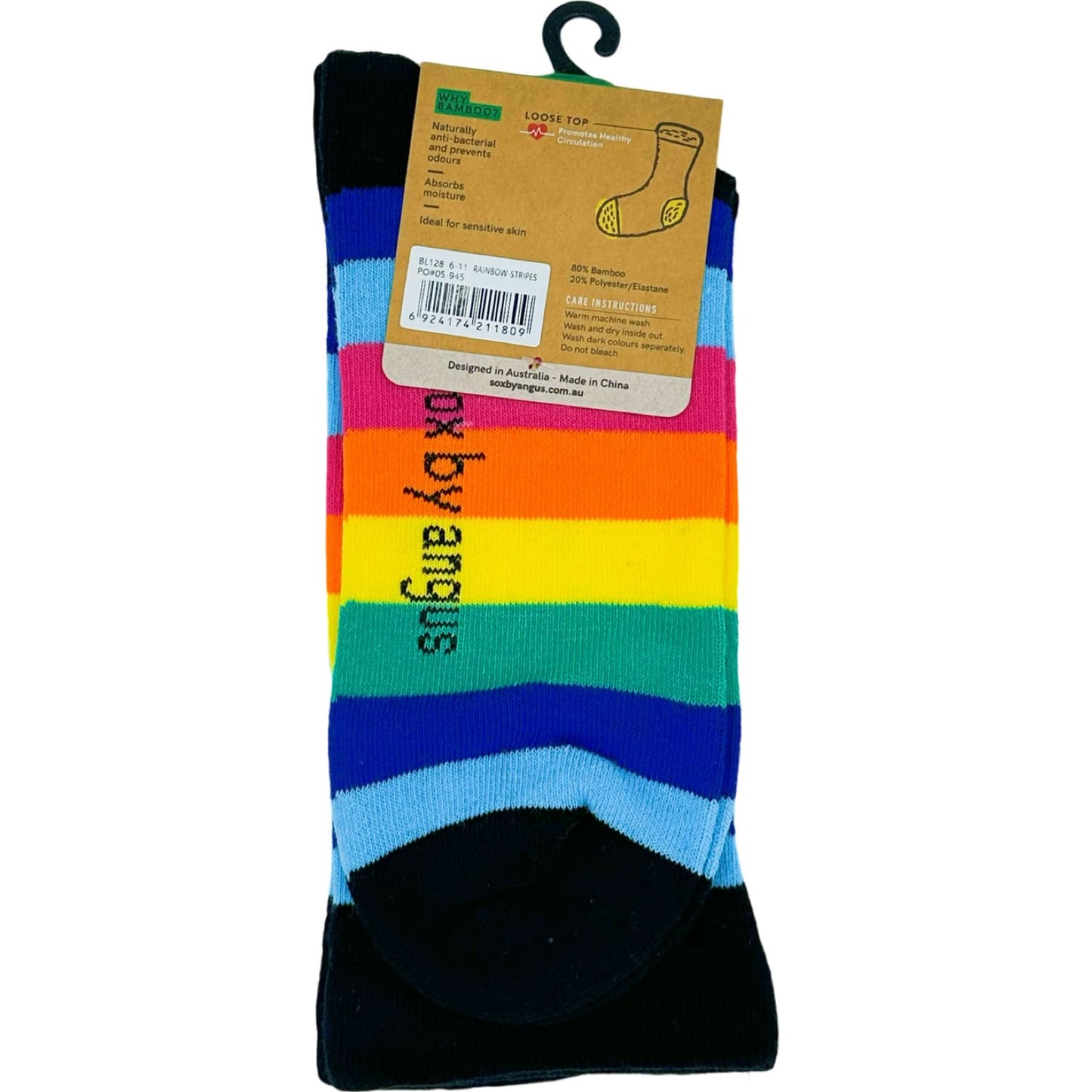 Bamboo Plain Loose Top Socks - NO SEAM – Rainbow Stripe 6#