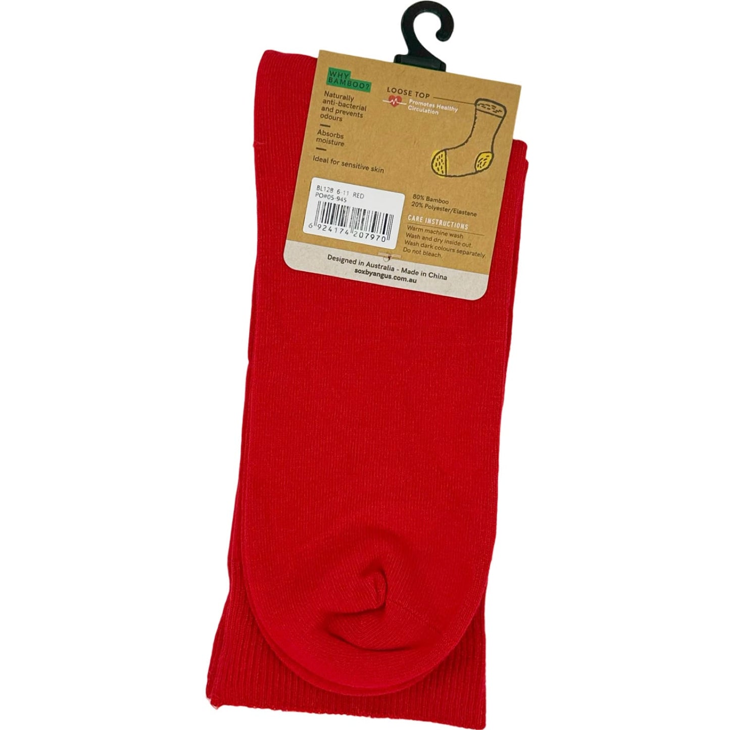 Bamboo Plain Loose Top Socks - NO SEAM – Red