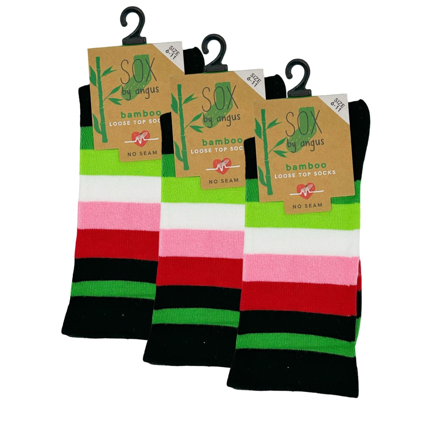 Bamboo Plain Loose Top Socks - NO SEAM – Stripe 7#