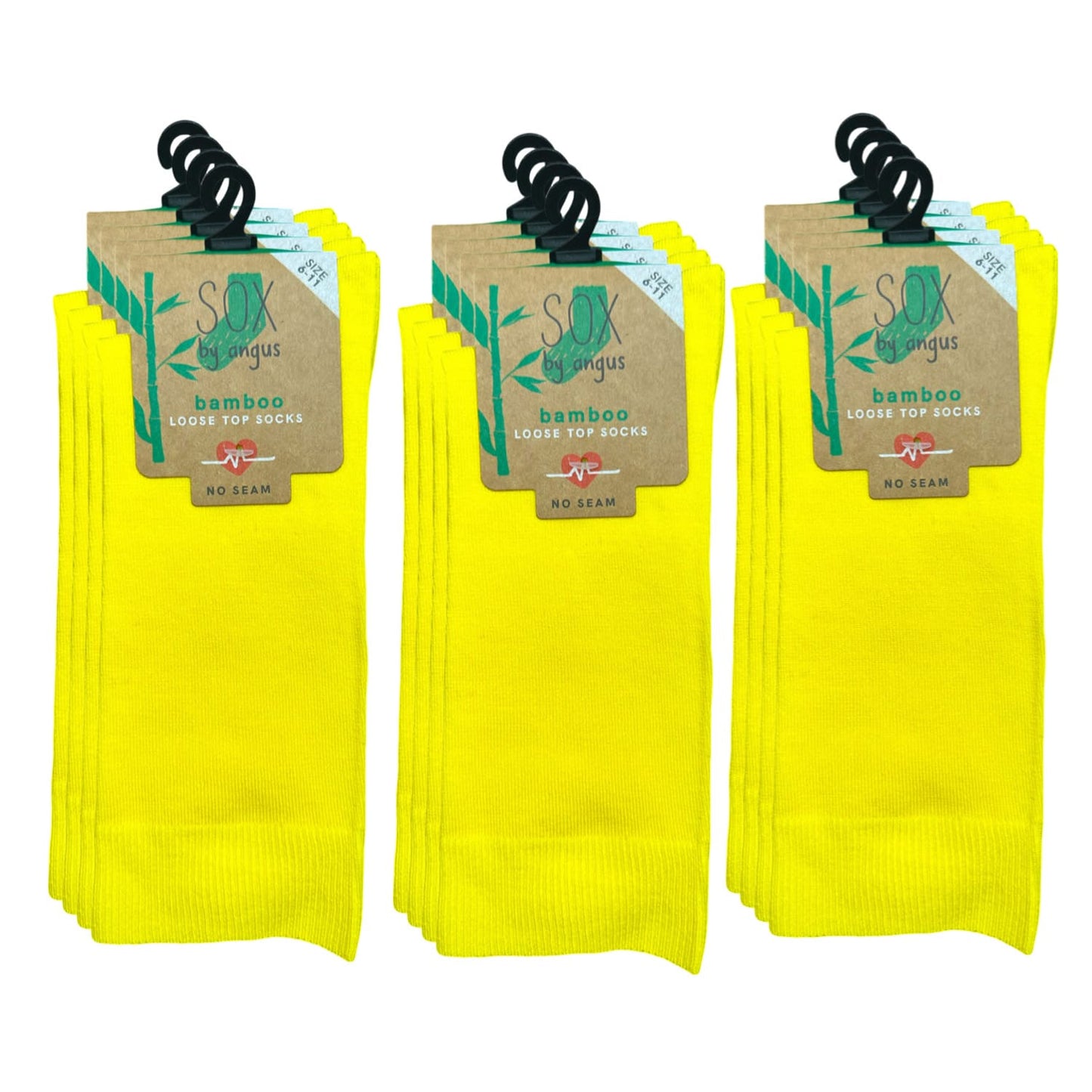 Bamboo Plain Loose Top Socks - NO SEAM - Yellow