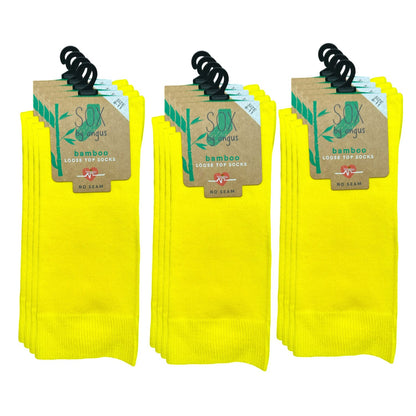 Bamboo Plain Loose Top Socks - NO SEAM - Yellow