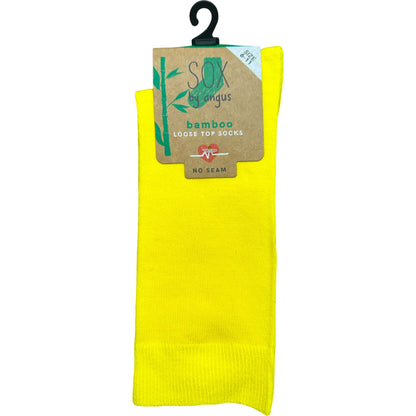 Bamboo Plain Loose Top Socks - NO SEAM - Yellow