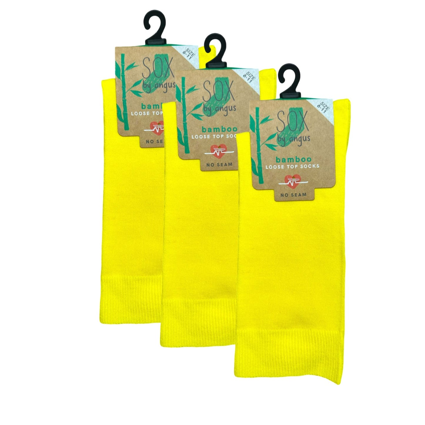 Bamboo Plain Loose Top Socks - NO SEAM - Yellow