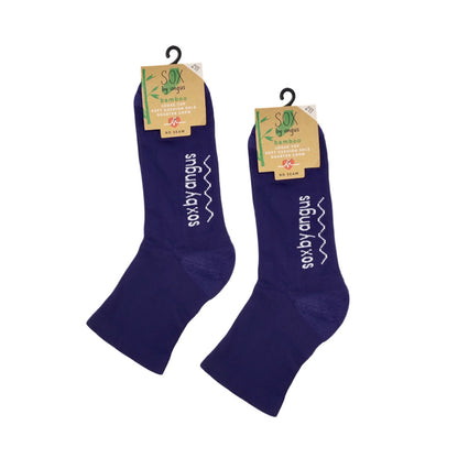 Bamboo a Quarter Crew Cushion Foot Loose Top socks - NO SEAM - Navy Blue