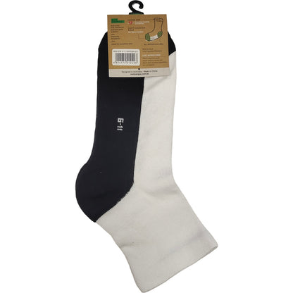 Bamboo a Quarter Crew Cushion Foot Loose Top socks - NO SEAM - White/Black