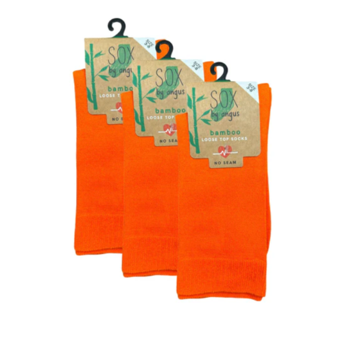 Bamboo Plain Loose Top Socks - NO SEAM - Orange