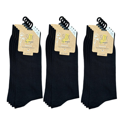 Cotton Plain Dress Socks - Black