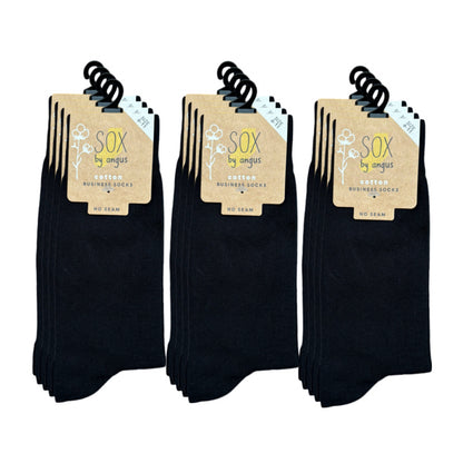 Cotton Plain Dress Socks - Black