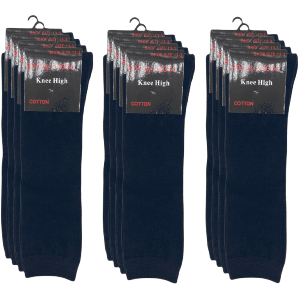 Knee High Cotton Socks - Navy