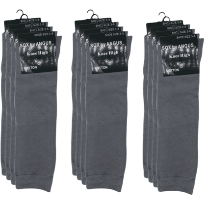 Knee High Cotton Socks - Grey
