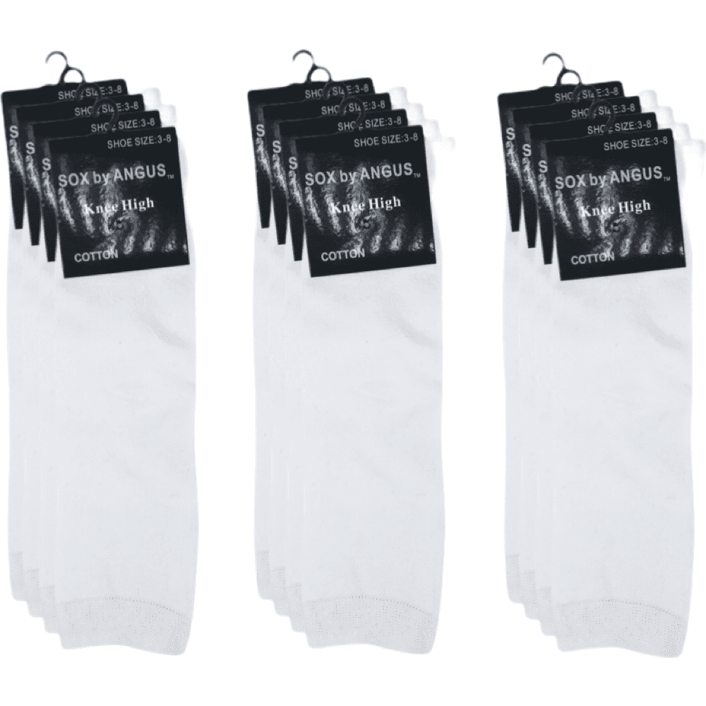 Knee High Cotton Socks - White