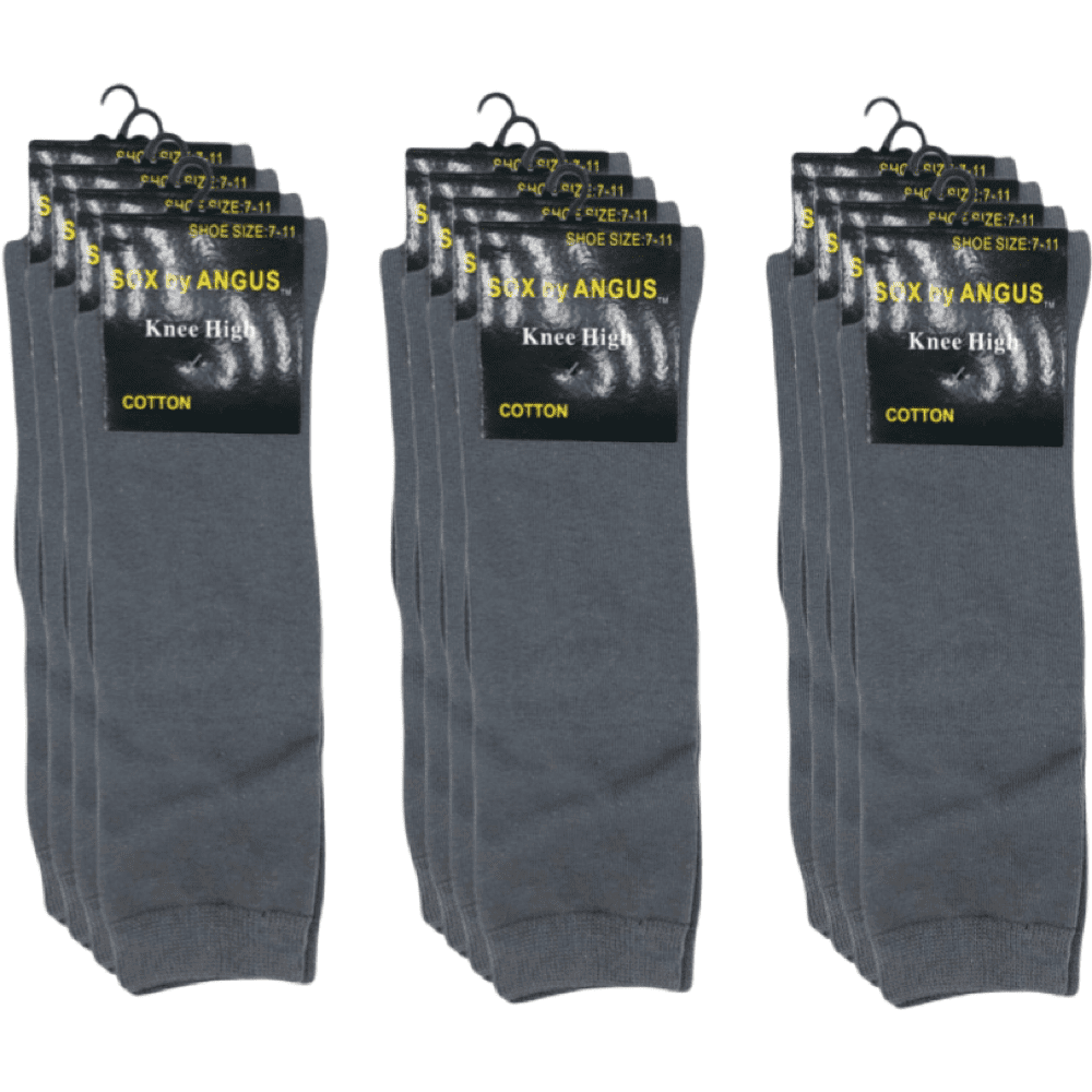 Knee High Cotton Socks - Grey