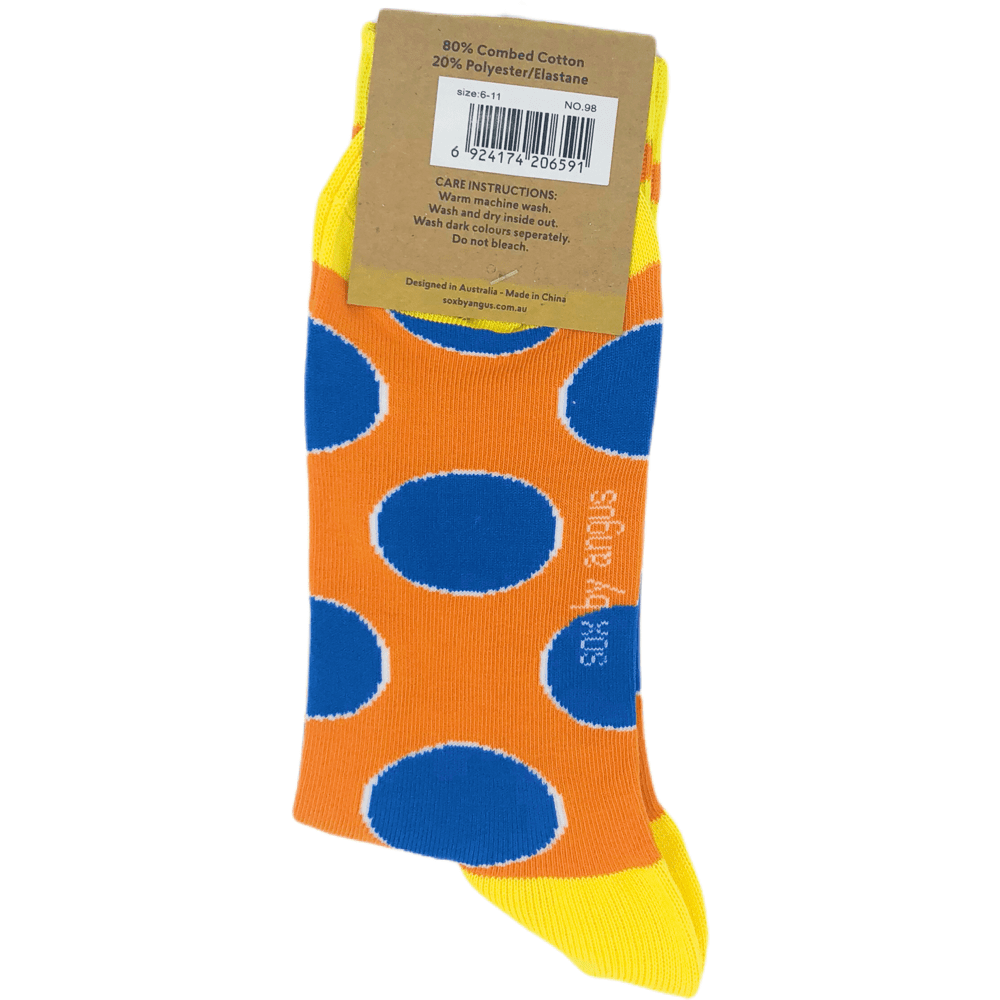 Orange and Blue Circles Socks